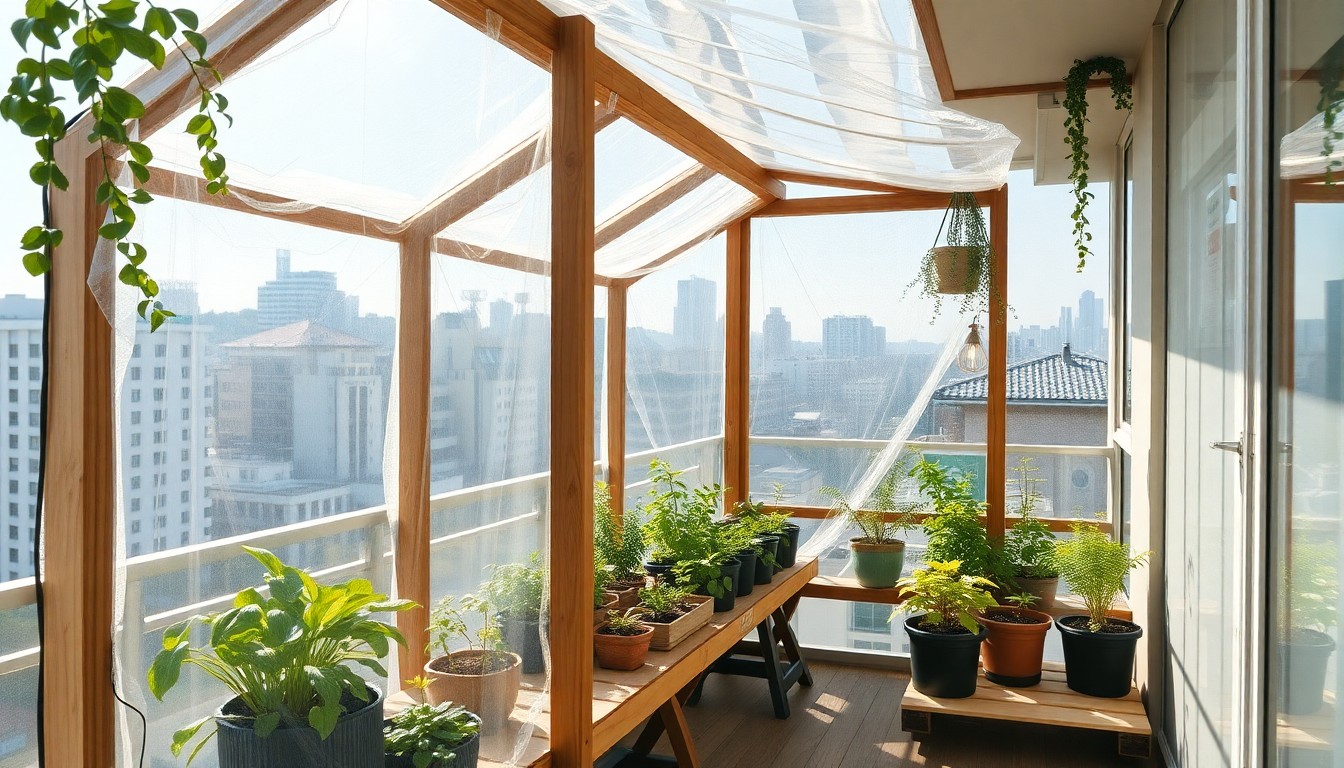 布川敏和の自宅ベランダに手作り温室を設置